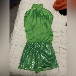 Sequin and silk top set